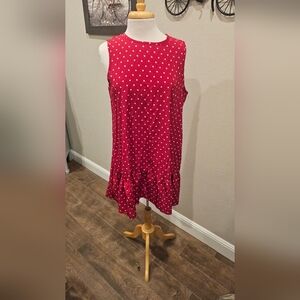 New Red Sleeveless Dress With White Hearts ❤️ Sz Large